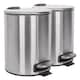 image 1 of Harbour Housewares 2x Bathroom Pedal Bins - 5L - Brushed - Round Stainless Steel Slim Rubbish Dustbin Lid and Inner Liner Bucket