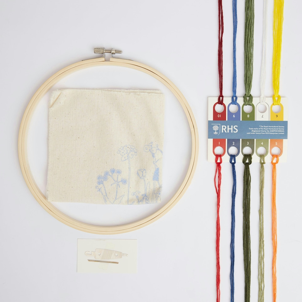 image 1 of RHS Embroidery Kit, Multicoloured, 8", In the Wild