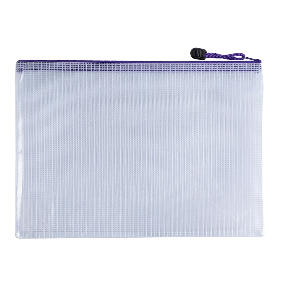 image 1 of Pack of 12 A4 Purple PVC Mesh Zip Bags
