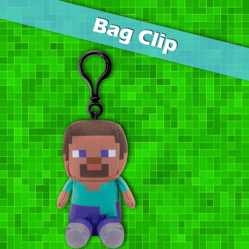 image 1 of PMS Minecraft Steve Soft Toy Clip 13cm x 11.7cm Multicolour