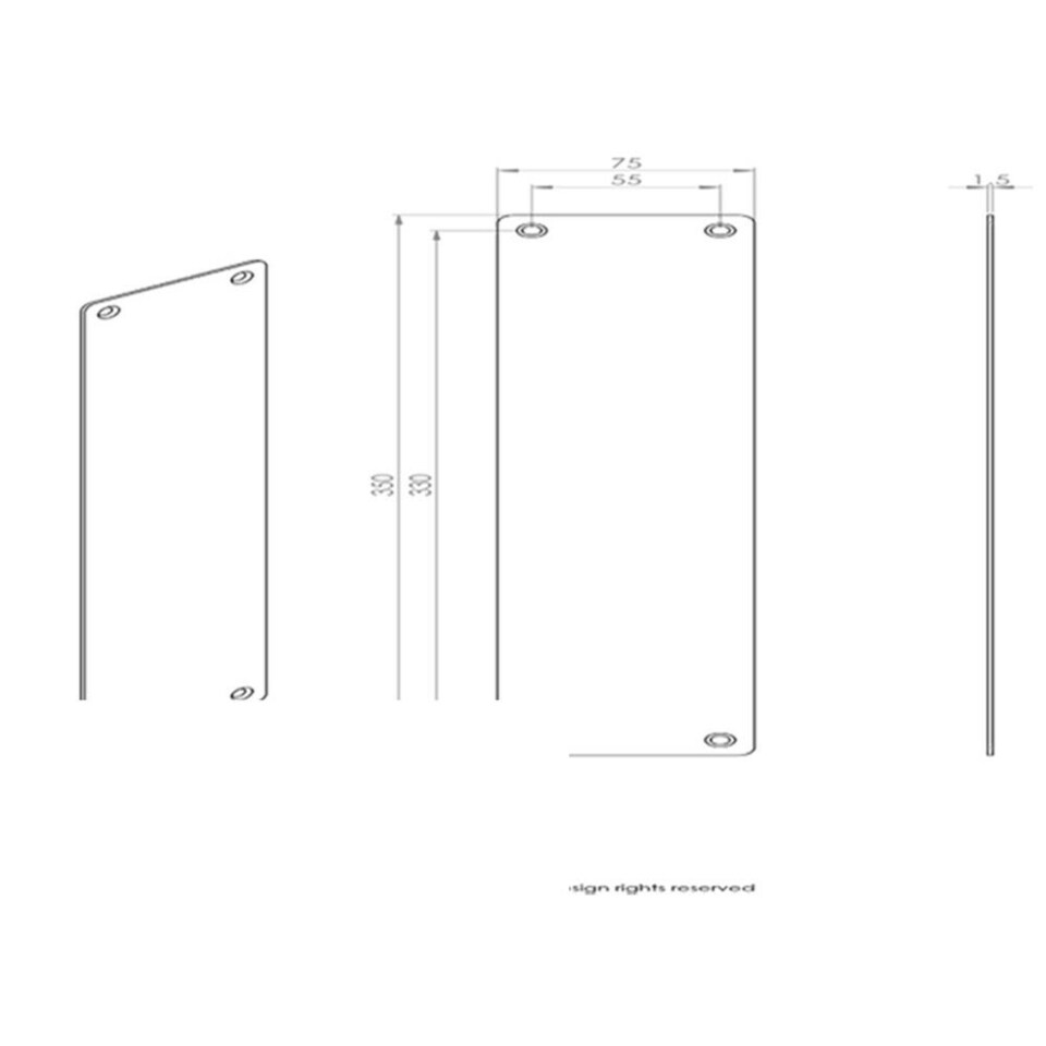 image 1 of Plain Door Finger Plate 350 x 75mm Satin Stainless Steel Push Plate