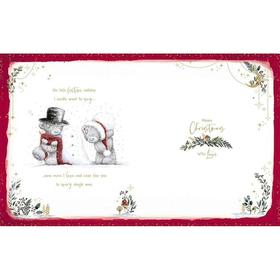 image 1 of Bears And Snowman Boyfriend Luxury Boxed Handmade Christmas Card
