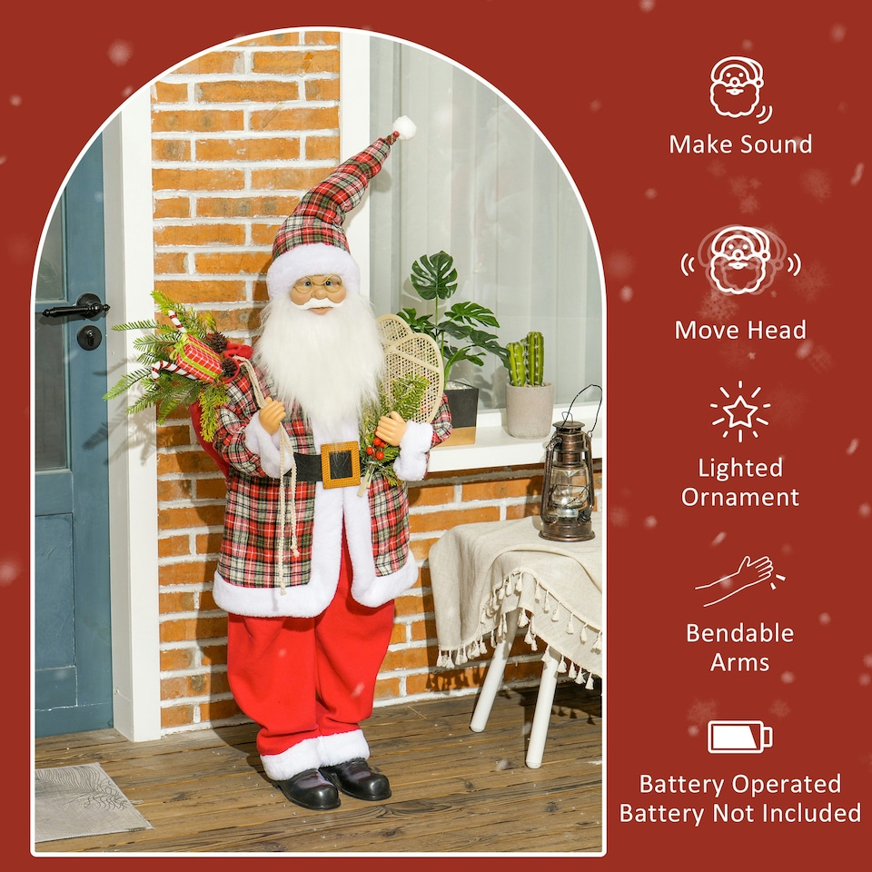 image 1 of HOMCOM 133cm Animated Santa Claus w/ Sound Activated Festive Music for Party