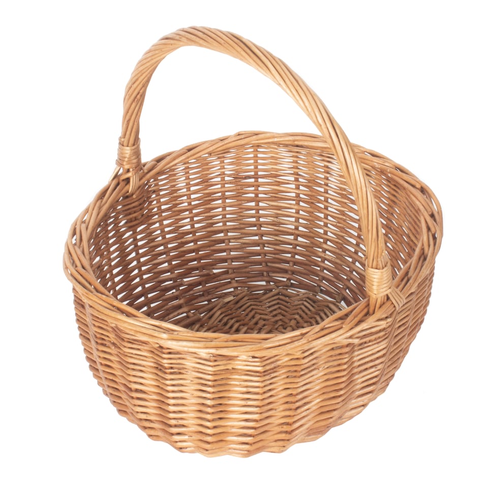 image 1 of Basket Double Steamed Oval Shopping Basket | Brown | Brown | S