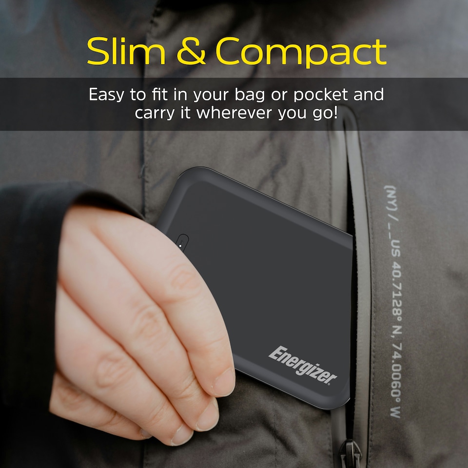 image 1 of Energizer 5mAh Magnetic QI Wireless Power Bank Black