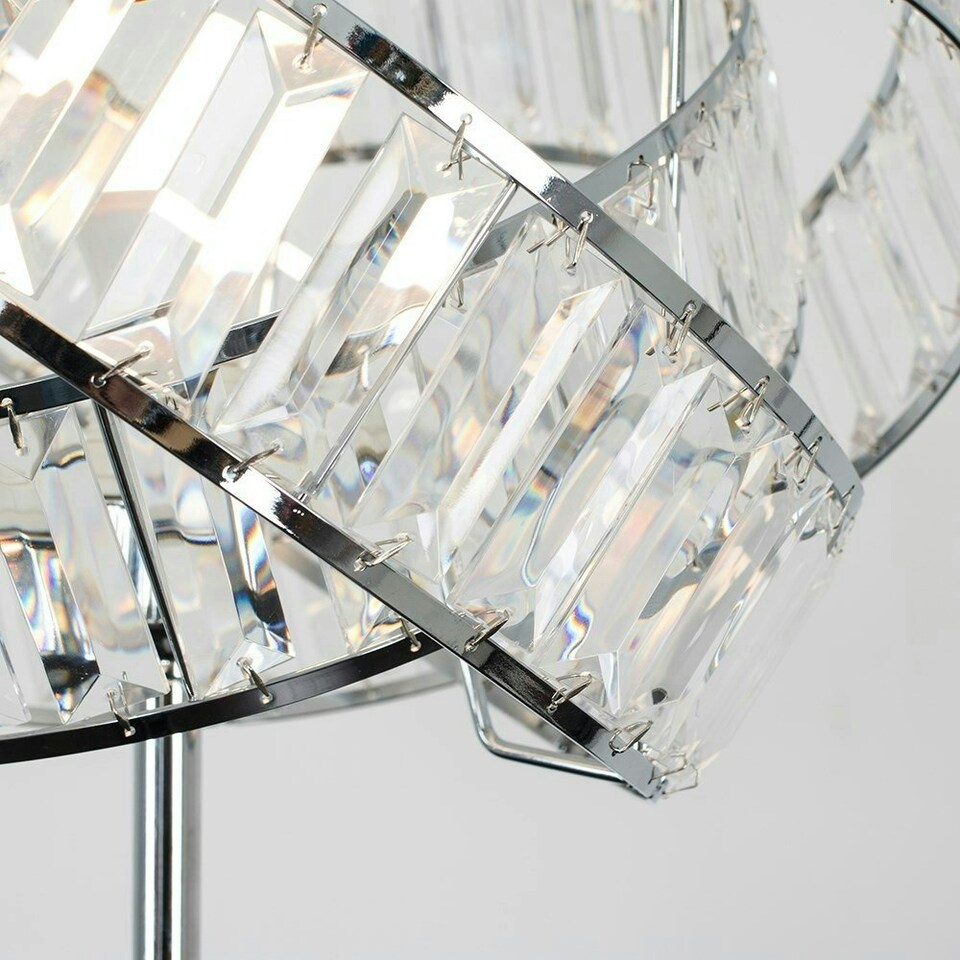 image 1 of ValueLights Polished Chrome Clear Acrylic Jewel Intertwined Ring Design Floor Lamp