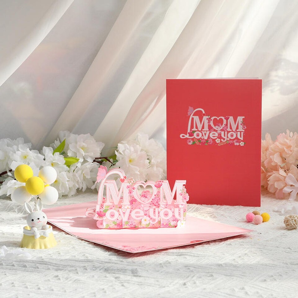 image 1 of MOM Love You 3D Pop Up Greeting Card - Mother's Day Birthday