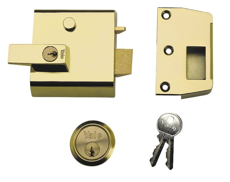 Yale Locks - P1 Double Security Nightlatch 60mm Backset Brasslux Finish Visi