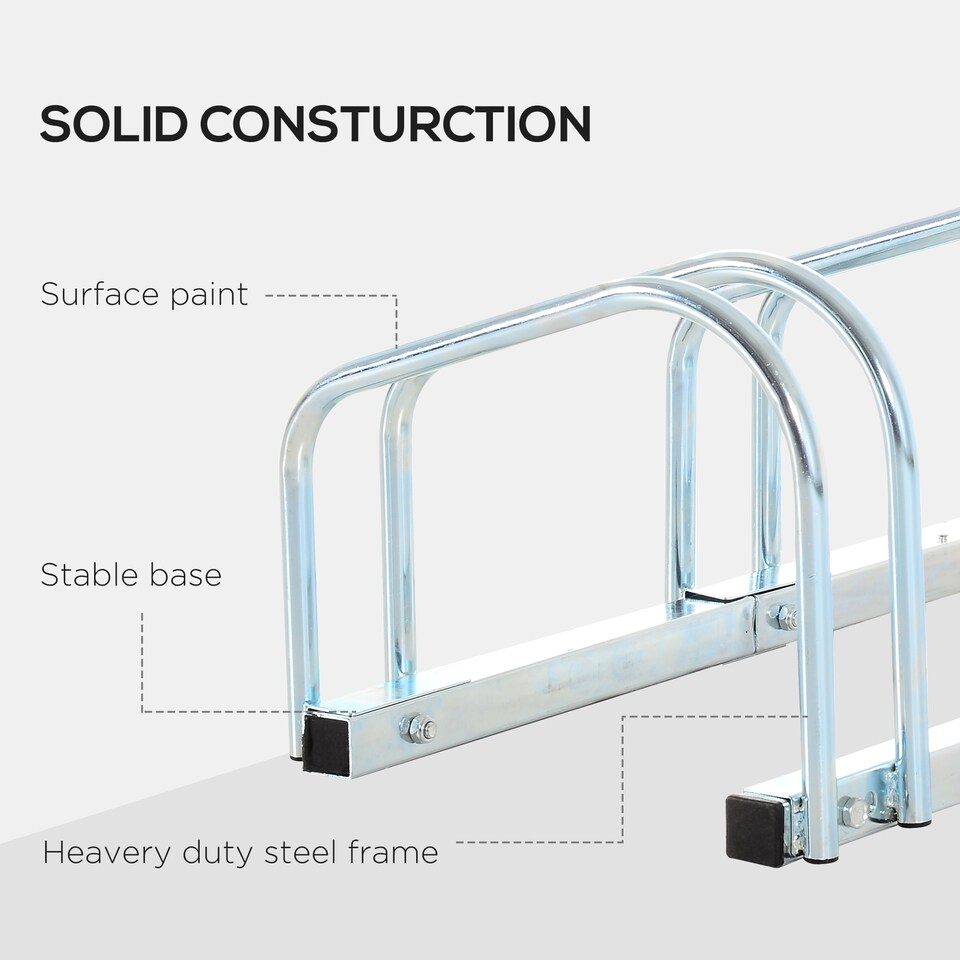 image 1 of HOMCOM Bike Parking Rack Bicycle Locking Storage Stand for 4 Cycling Silver