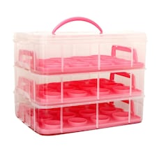 Oypla Pink 3 Tier 36 Cupcake Plastic Carrier Holder Storage Container Pink