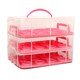 image 1 of Oypla Pink 3 Tier 36 Cupcake Plastic Carrier Holder Storage Container Pink