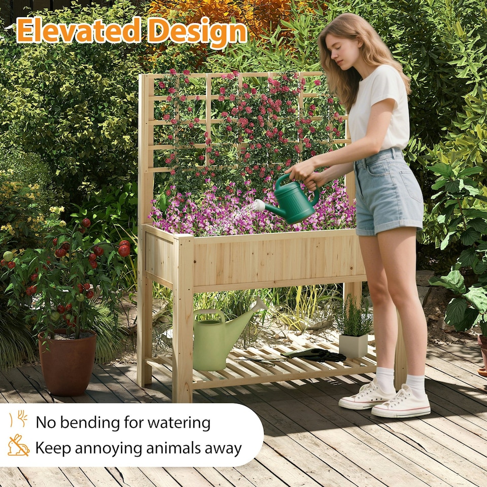 image 1 of COSTWAY Wooden Planter Box Raised Garden Bed Natural N/A
