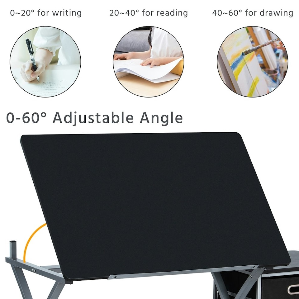 image 1 of Yaheetech Adjustable Drafting Table Grey