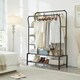 image 4 of Clothes Rail with Double Hanging & Shelves Black Metal Garment Rack Heavy Duty Black | One Size