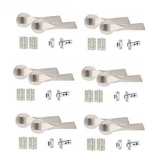 Golden Grace 6 Pairs Modern Aura Design Premium Door Handles on Round Rose in Satin Nickel Finish with 2.5" Latch and 1 Pair of Ball Bearing Hinges | Grey | 6 Set