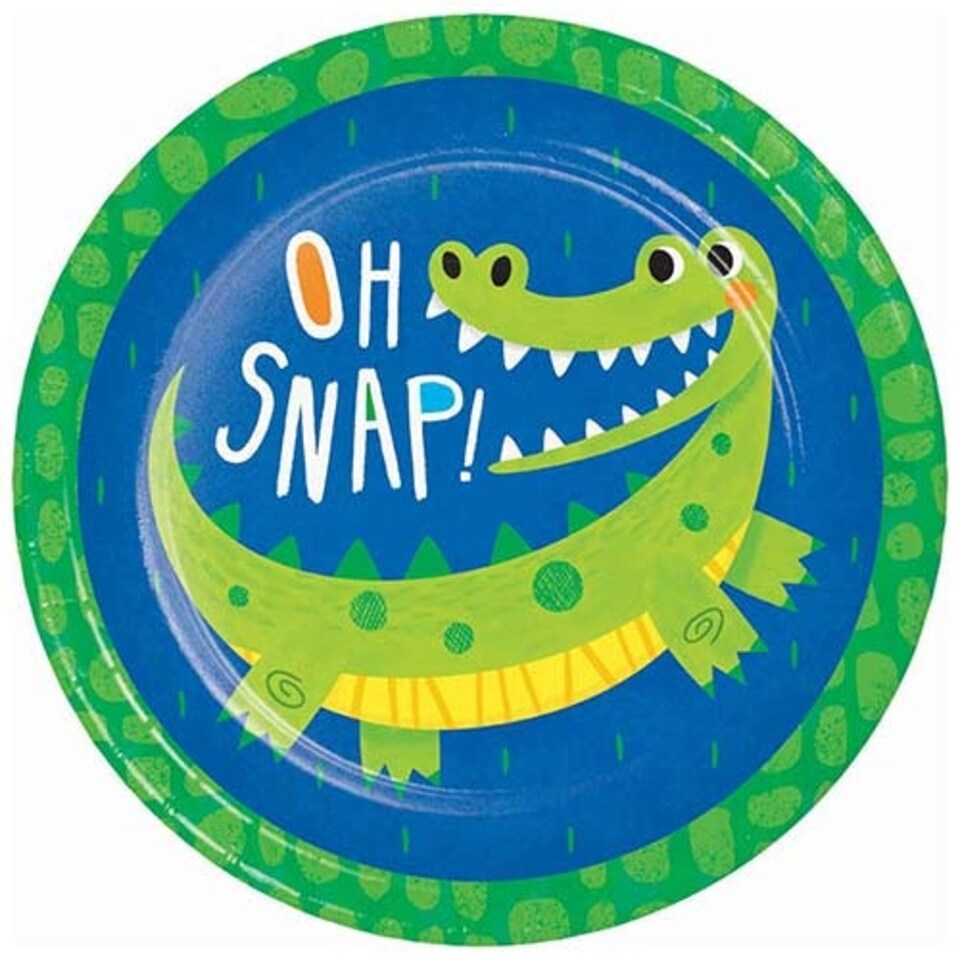 Alligator Party Round Paper Plates 22cm - Pack of 8