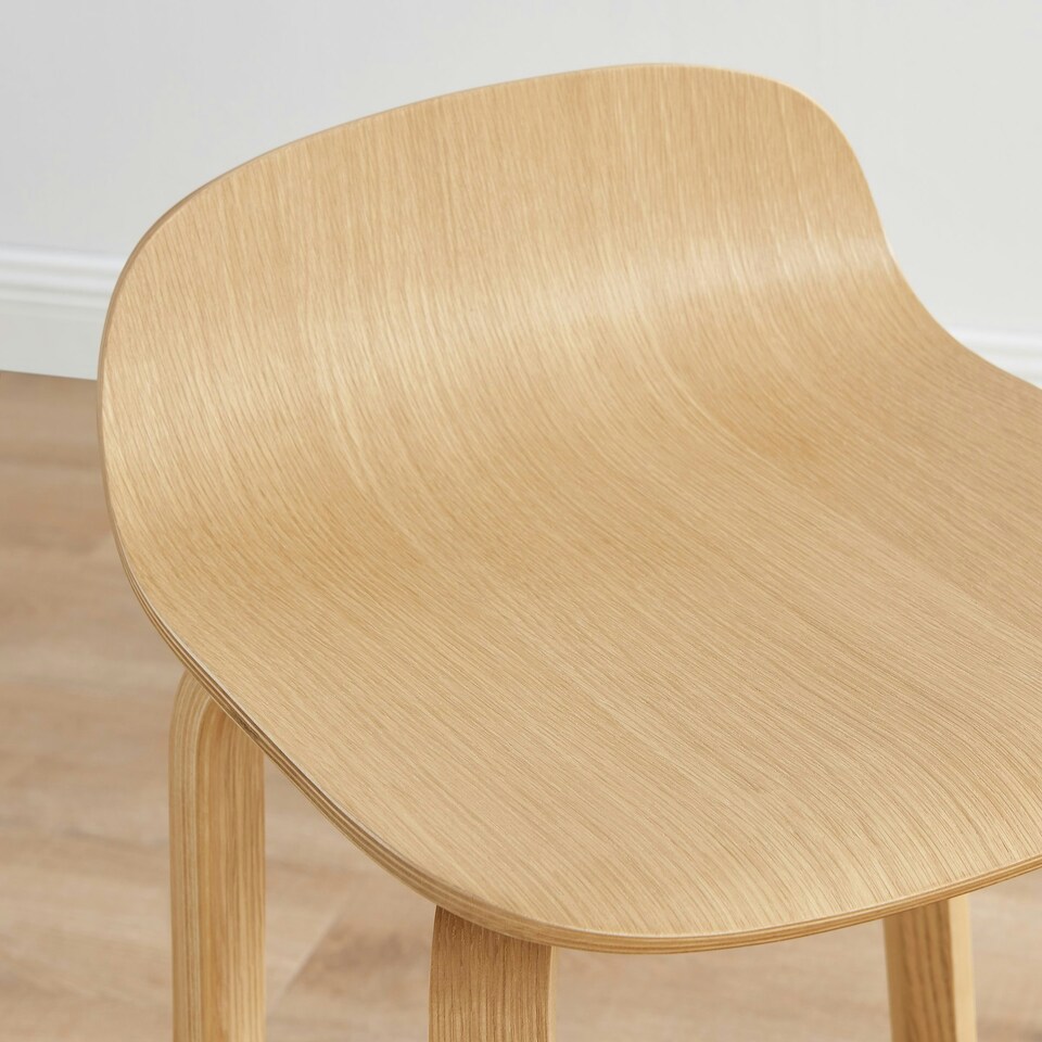 image 1 of Furniturebox Emy Oak Veneer Wooden Bar Chair