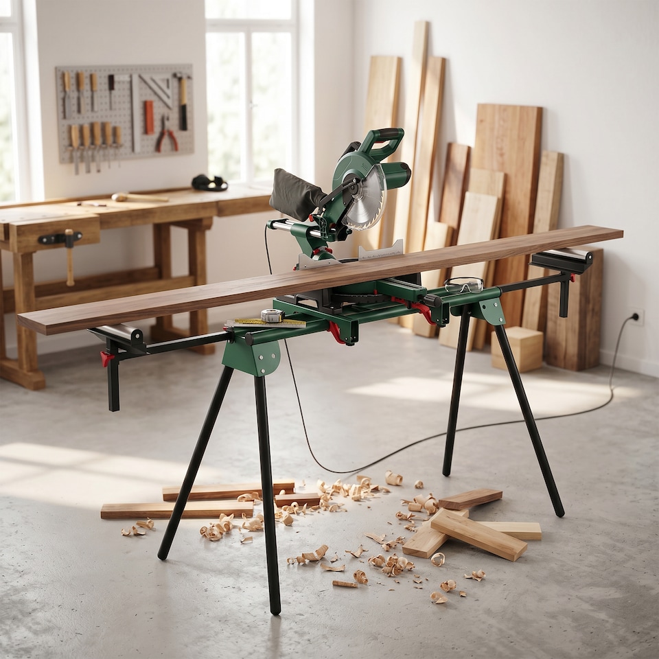 image 1 of HOMCOM Universal Mitre Saw Stand with Adjustable Rollers and Support Arms