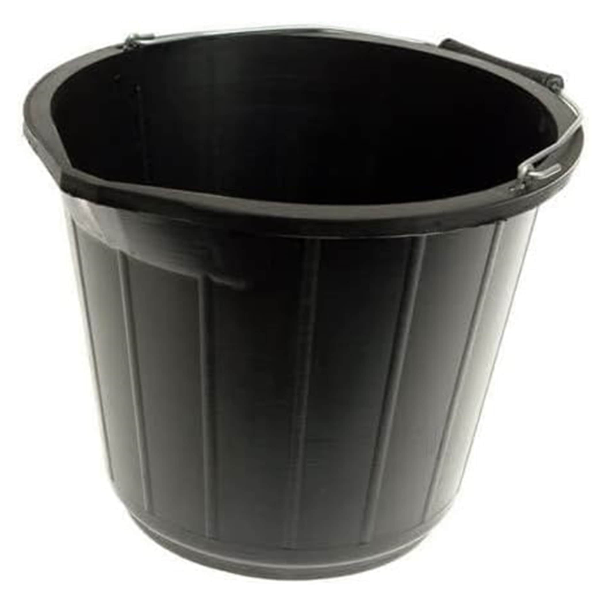 Pegdev 5x Black Builders Buckets Made in UK 3 Gallon for Construction Animal Feed