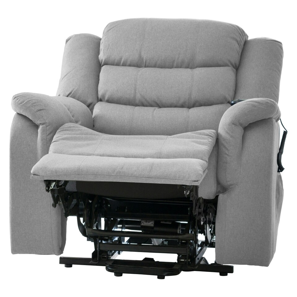 image 1 of Colfax Electric Riser Recliner with Massage and Heat - Light Grey
