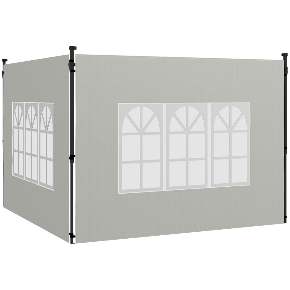 image 1 of Outsunny Gazebo Side Panels for 3x3(m) or 3x6m Gazebo Canopy, 2 Pack, White