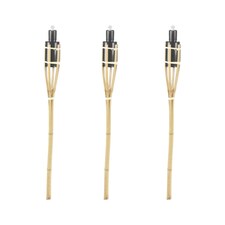 Black Bamboo Torch Lanterns - Outdoor Garden Oil Patio Lights