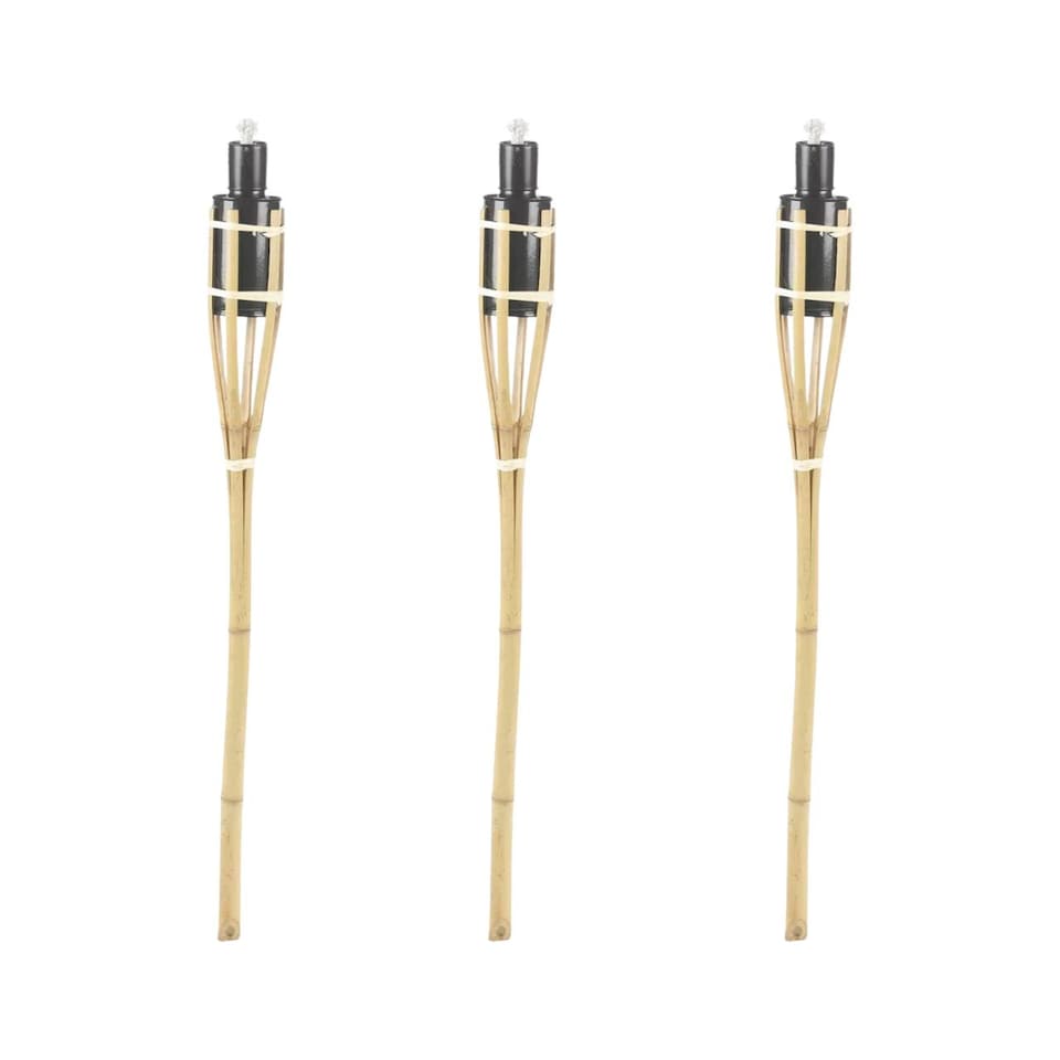 image 1 of Black Bamboo Torch Lanterns - Outdoor Garden Oil Patio Lights