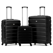 Flight Knight Suitcase Set, Large Suitcase, Extra Large Suitcase, Cabin Suitcase 55x40x20cm - 60+ Airlines Approved - EasyJet, Jet2, Ryanair Priority Carry On | Black | Black | Large