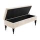 image 2 of 150cm Safar Plain Ottoman Storage Bench -Upholstered Shoes Bench with Black Turned Wooden Legs - Cream Naple Ottoman Bench