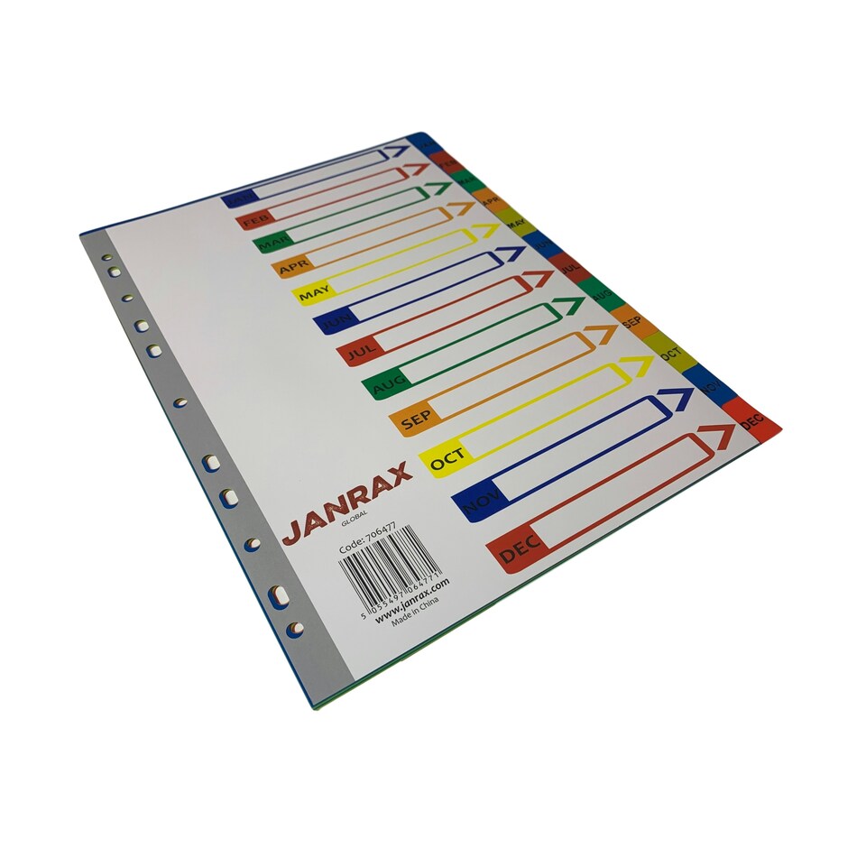 image 1 of A4 Jan - Dec Month Polypropylene Dividers with Reinforced Index Cover