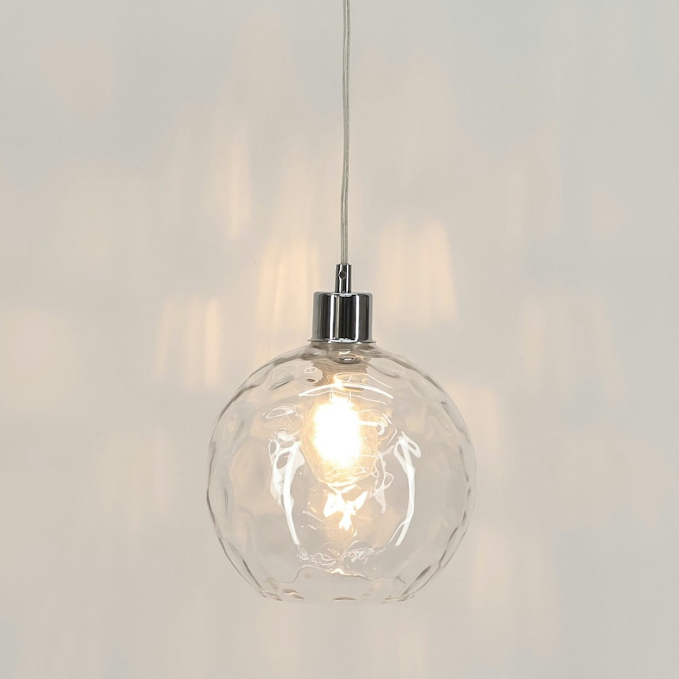 image 1 of First Choice Lighting Barnum Clear Dimpled Glass Easy Fit Pendant Shade Clear