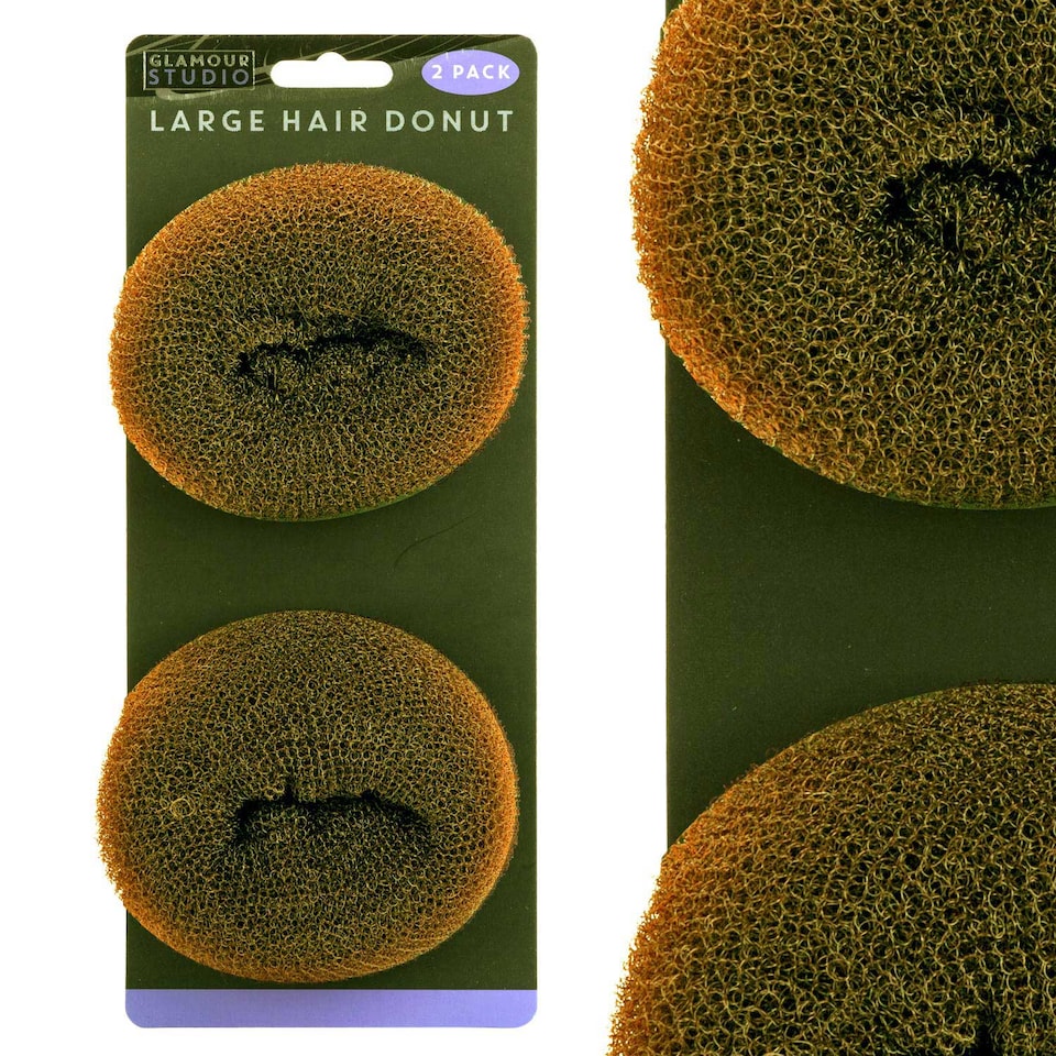 image 1 of PMS Large Brown Hair Donuts 2-Pack - Mesh Bun Makers