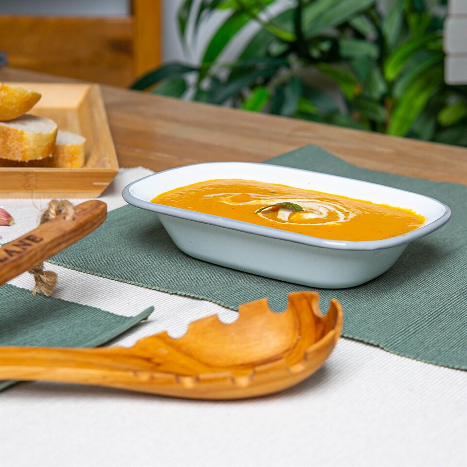 image 1 of Argon Tableware White Enamel Pie Dish - 20cm - Grey