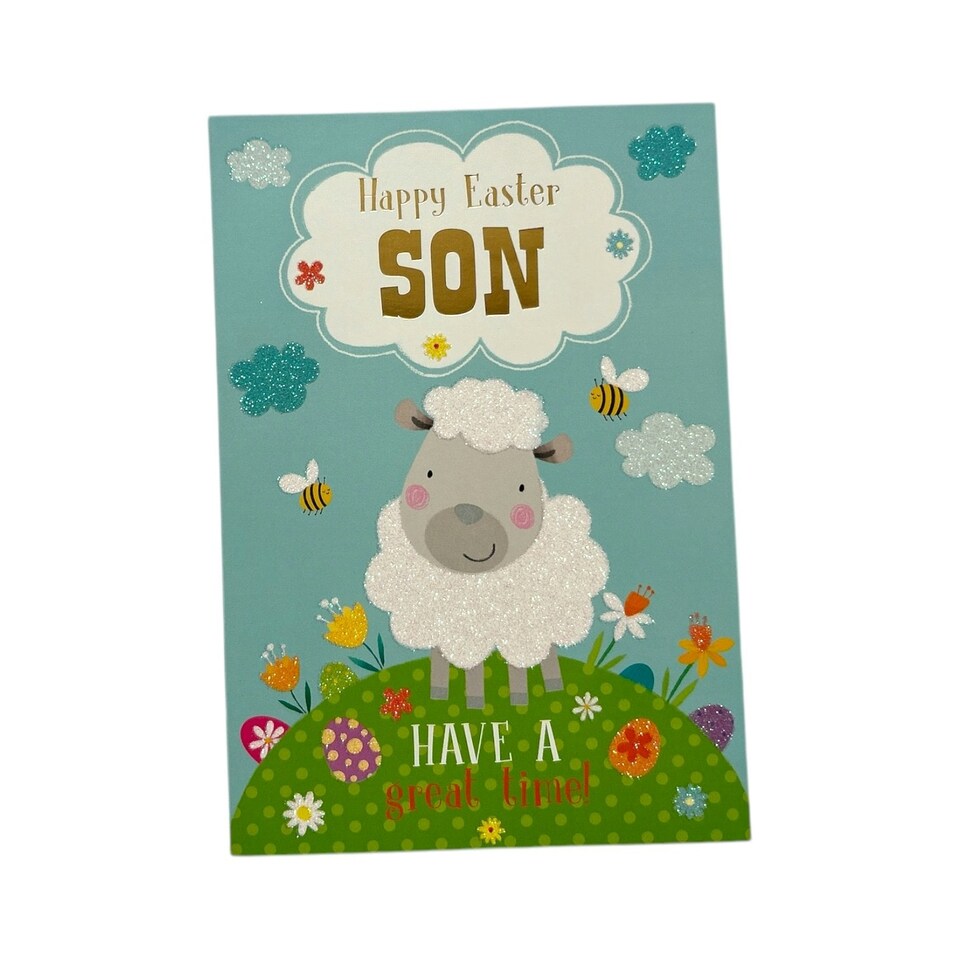 image 1 of For Son Cute Lamb with Bees Design Easter Card