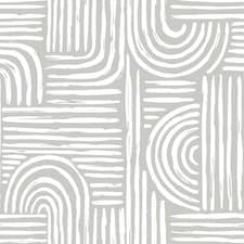 Sample of Raffia Curves Wallpaper in Warm Grey Multi