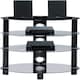 image 1 of Centurion Supports HALIGON 4-Shelf Oval Premium Gloss Black Glass with Black Legs AV Rack Black