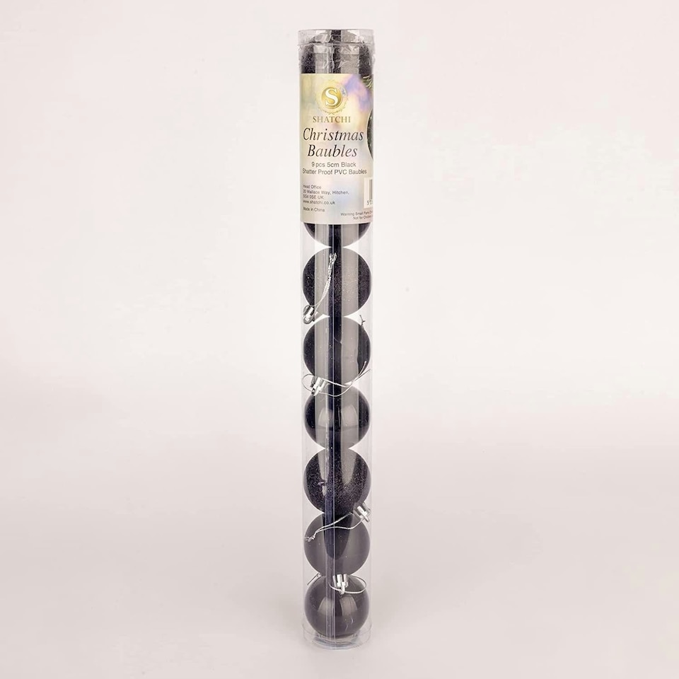 image 1 of 50mm/9Pcs Christmas Baubles Shatterproof Black,Tree Decorations