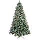image 1 of Neo 2.1 m 7 ft Christmas Xmas Tree Flocked Snowy Effect Fake Pine Cone Red Berries Metal Stand Flocked Tips | Green