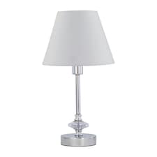 Chrome Jewelled Table Lamp with Ivory Off White Shade Chrome | Red