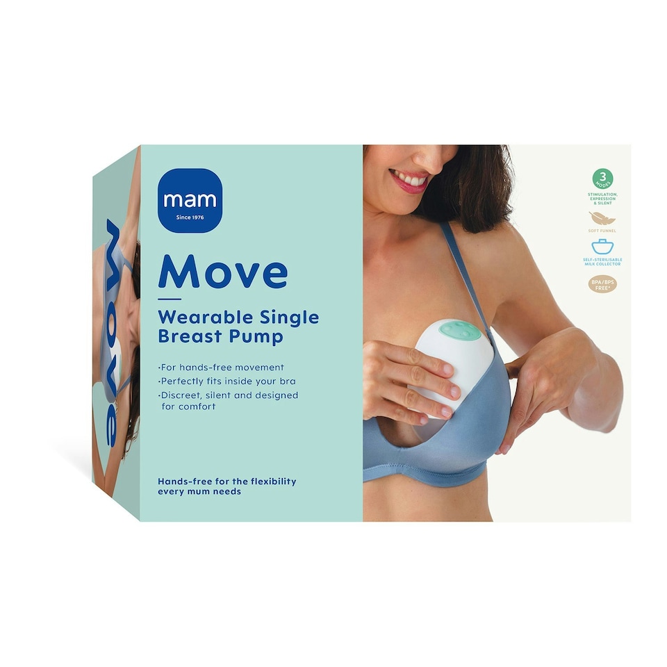 image 1 of MAM Move Single Wearable Breast Pump with 3 Modes and Silent Breast Milk Pump