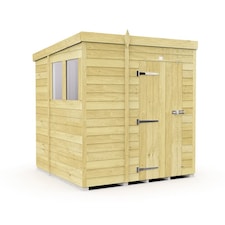 6 x 7 Feet Pent Shed - Single Door With Windows - Wood - L214 x W185 x H201 cm Brown