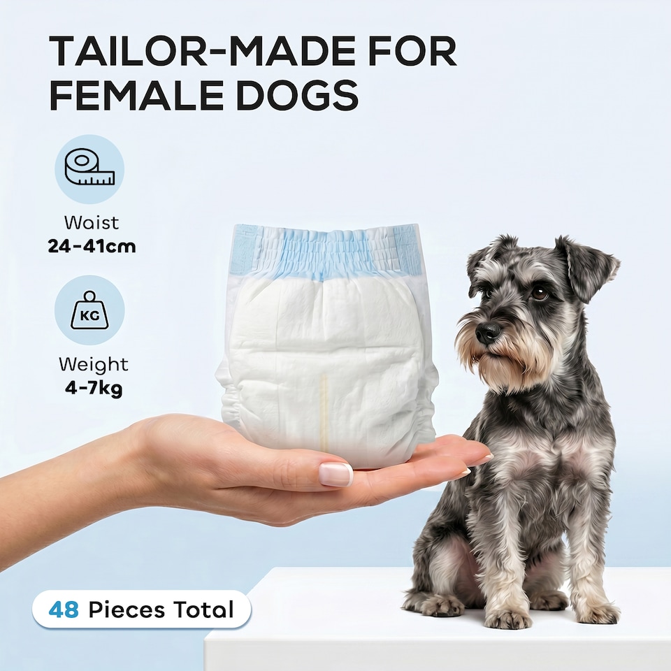image 1 of PawHut Disposable Dog Diapers Female Dog Nappies M Dogs 48 Count