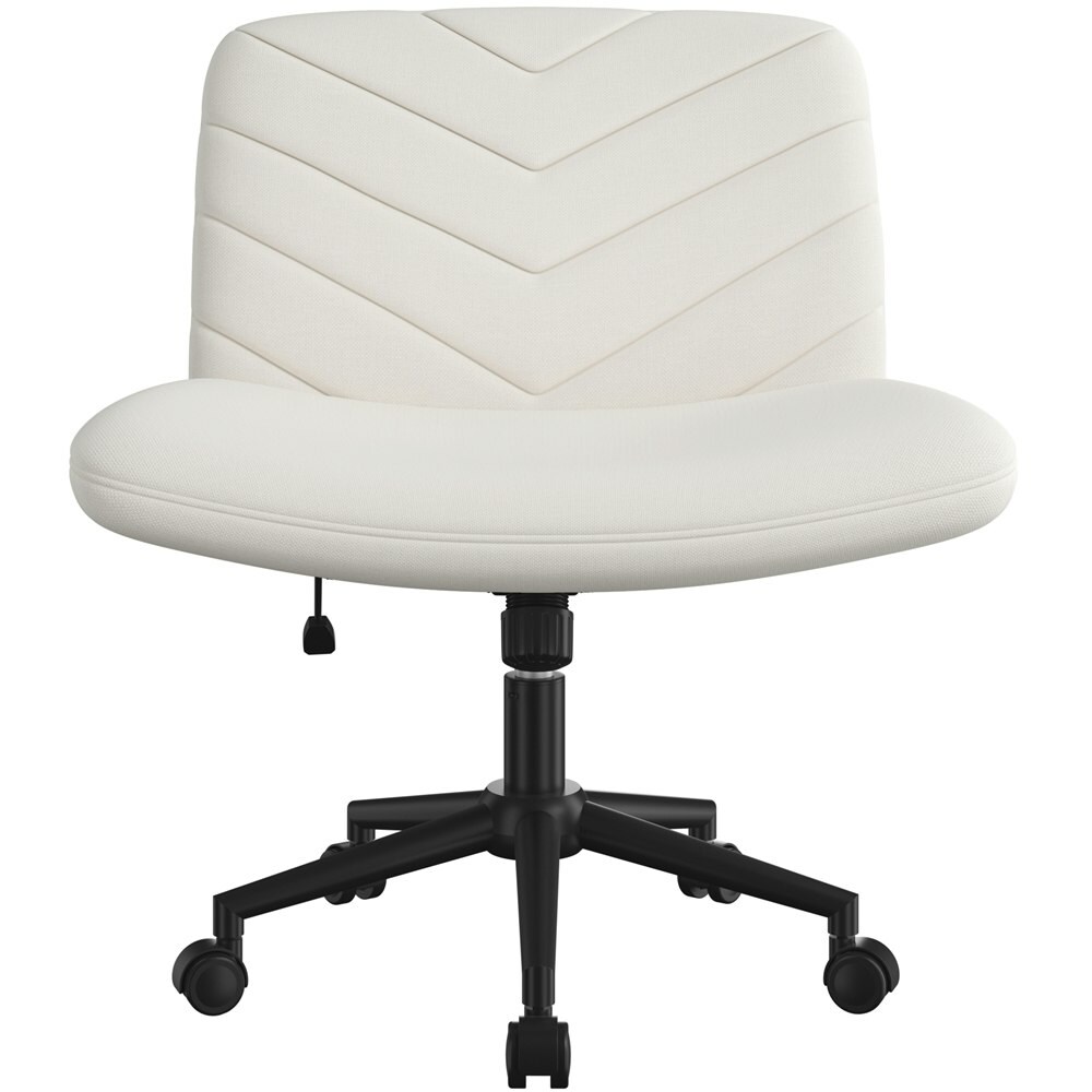 Yaheetech PU Leather Office Chair Task Chair, Ribbed Armless Desk Chair, Adjustable Low Back Executive Chair