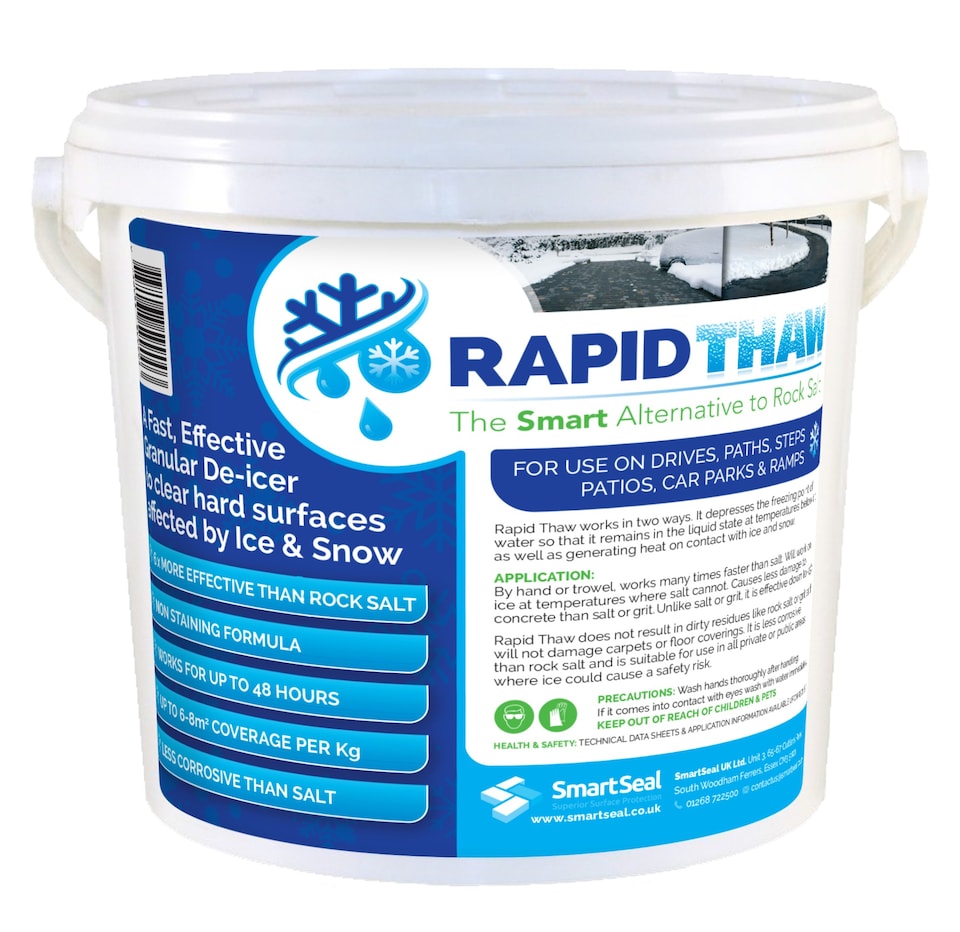image 1 of De Icer (Rapid Thaw), Snow Melt & Snow De-Icer for Driveways, Paths & Patios, Ice Melter, Stronger Than Rock Salt, 5kg