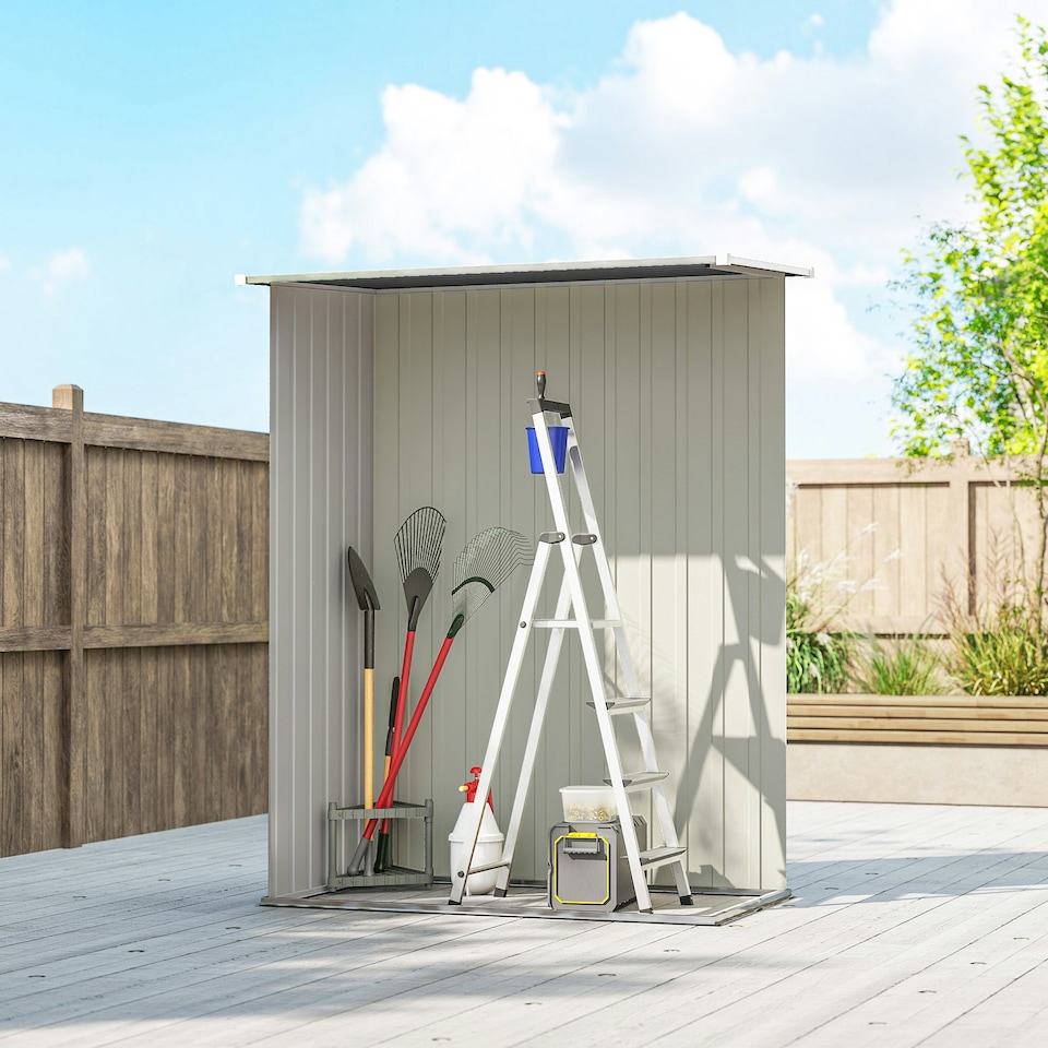 image 1 of Outsunny Outdoor Storage Shed Steel Garden Shed w/ Lockable Door Dark Grey