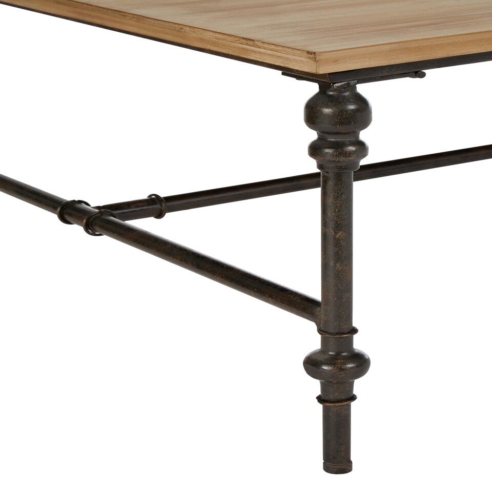 image 1 of Interiors by Premier Wood Top Coffee Table, Industrial Style Coffee table, Square Coffee Table, Wood Top Metal Coffee Table Cream