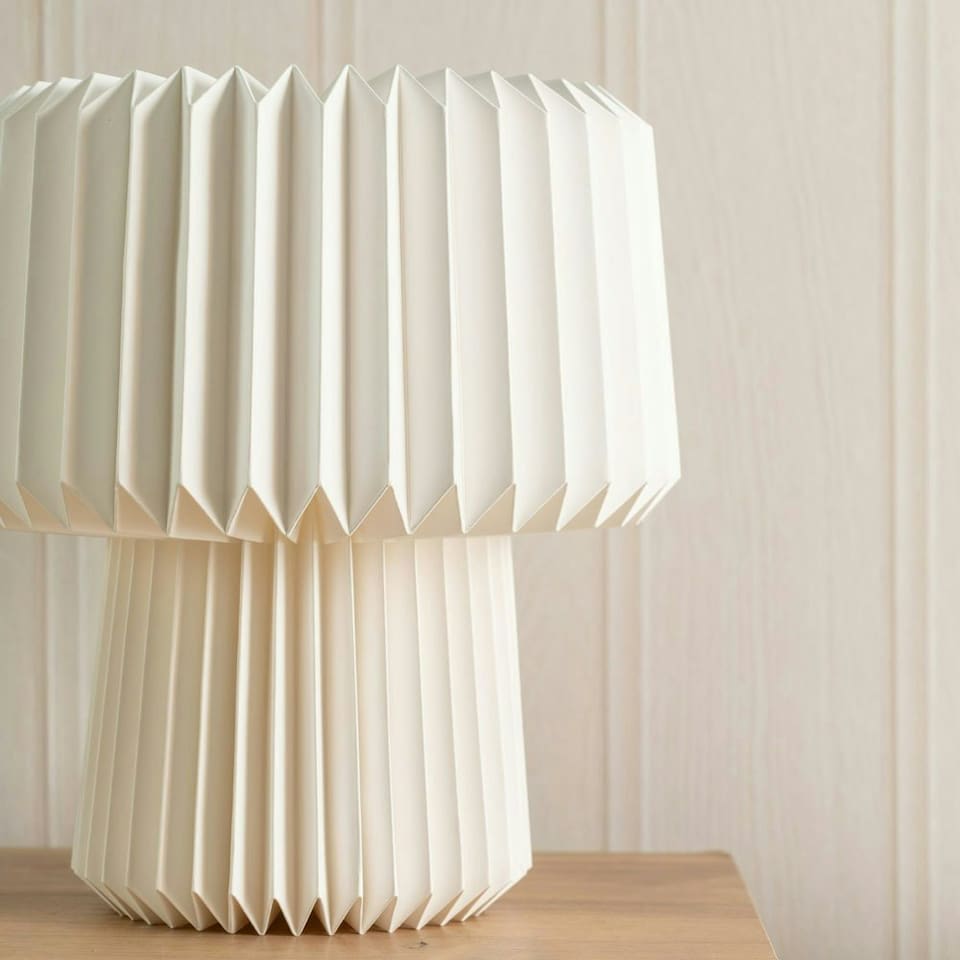 image 1 of ValueLights White Origami Table Lamp with Paper Fold Shade