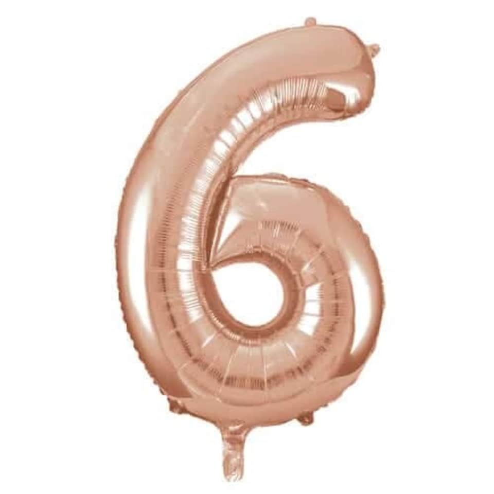 Rose Gold Number 6 Helium Foil Giant Balloon 86cm / 34 in