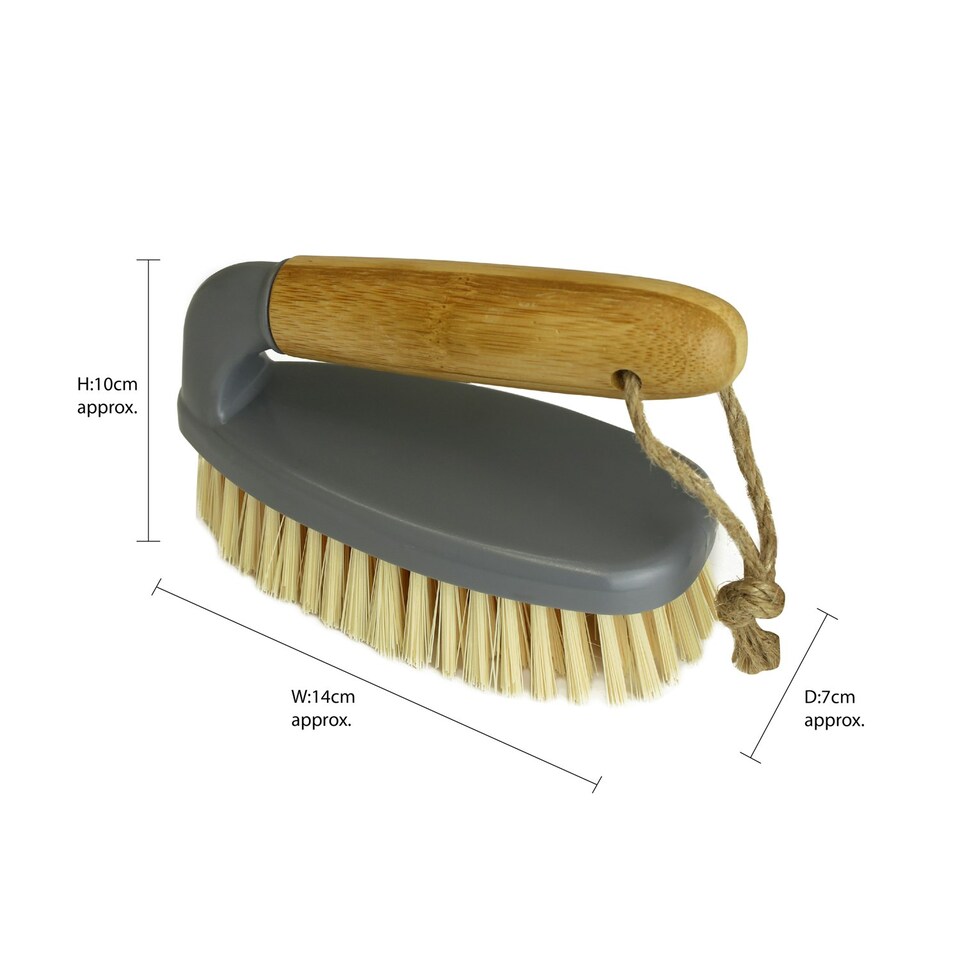 image 1 of JVL Bamboo Cleaning Essentials, Dustpan, Scrubbing Dish Brush, One Size Brown