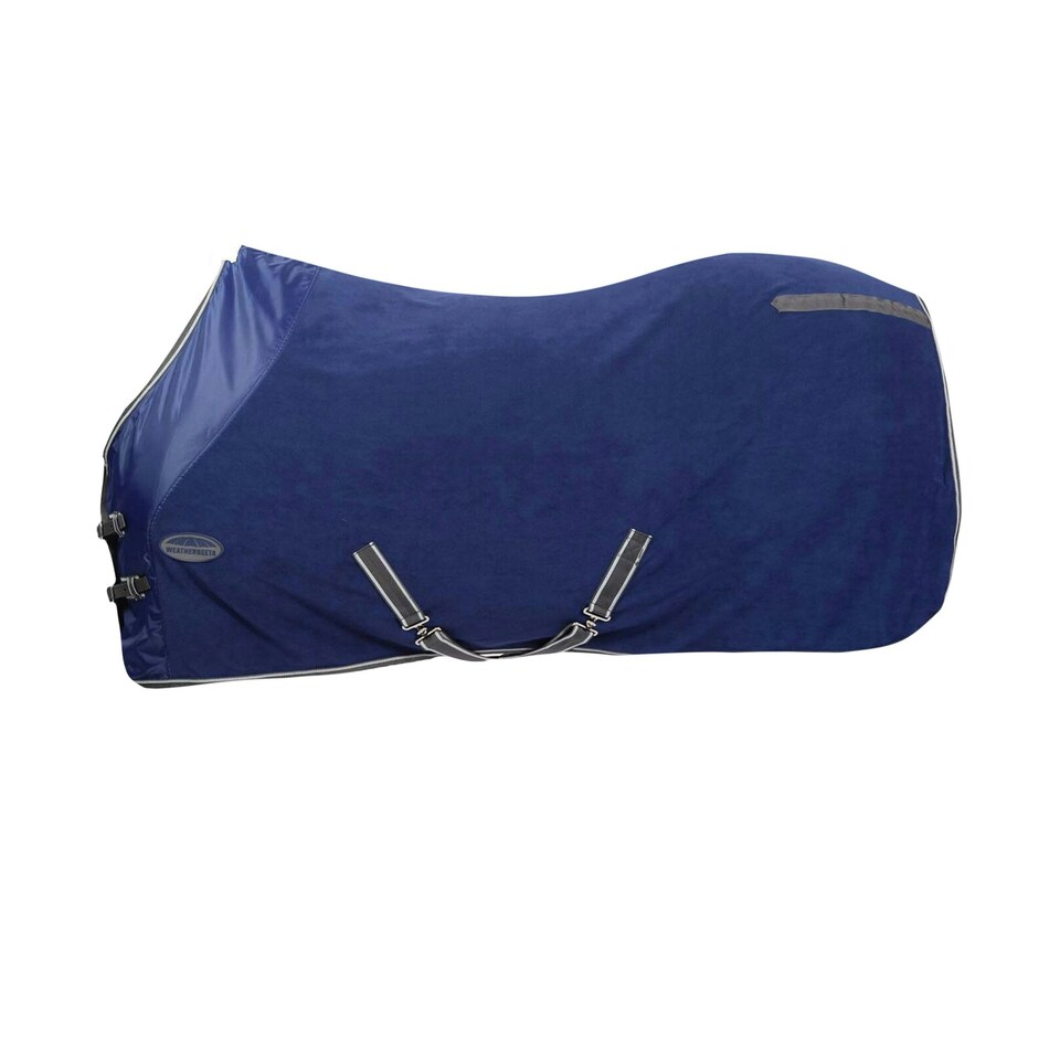 image 1 of Weatherbeeta Fleece Cooler Standard Neck Turnout Rug - Dark Blue/Grey/White - 7ft